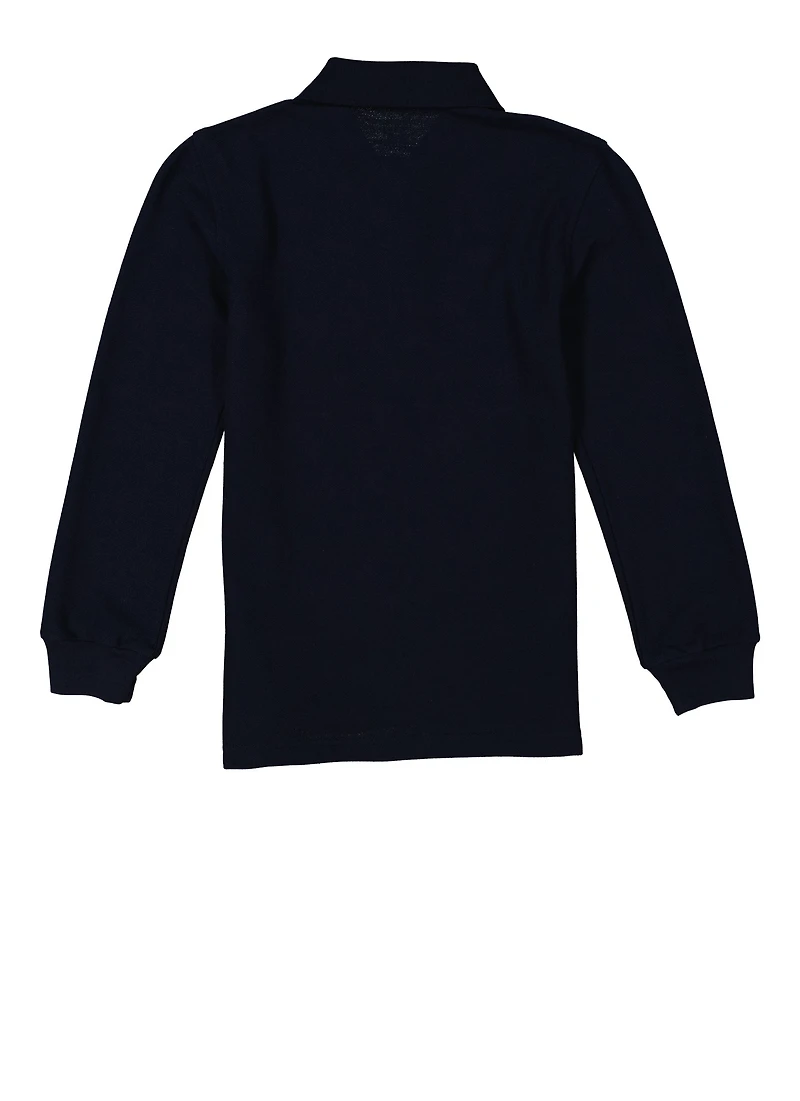 French Toast Boys 8-16 Long Sleeve Solid Pique Polo