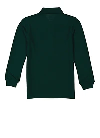 French Toast Boys 8-16 Solid Long Sleeve Polo Shirt, Green, Size 14-16