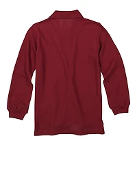 French Toast Boys 8-16 Interlock Long Sleeve Polo Shirt, Burgundy,