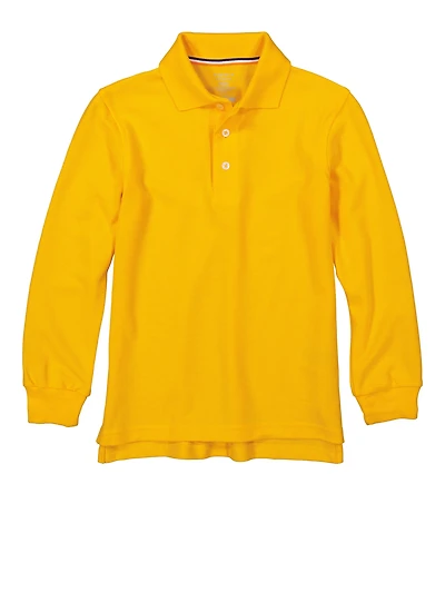 French Toast Boys 8-16 Long Sleeve Polo Shirt, Yellow, Size 14-16