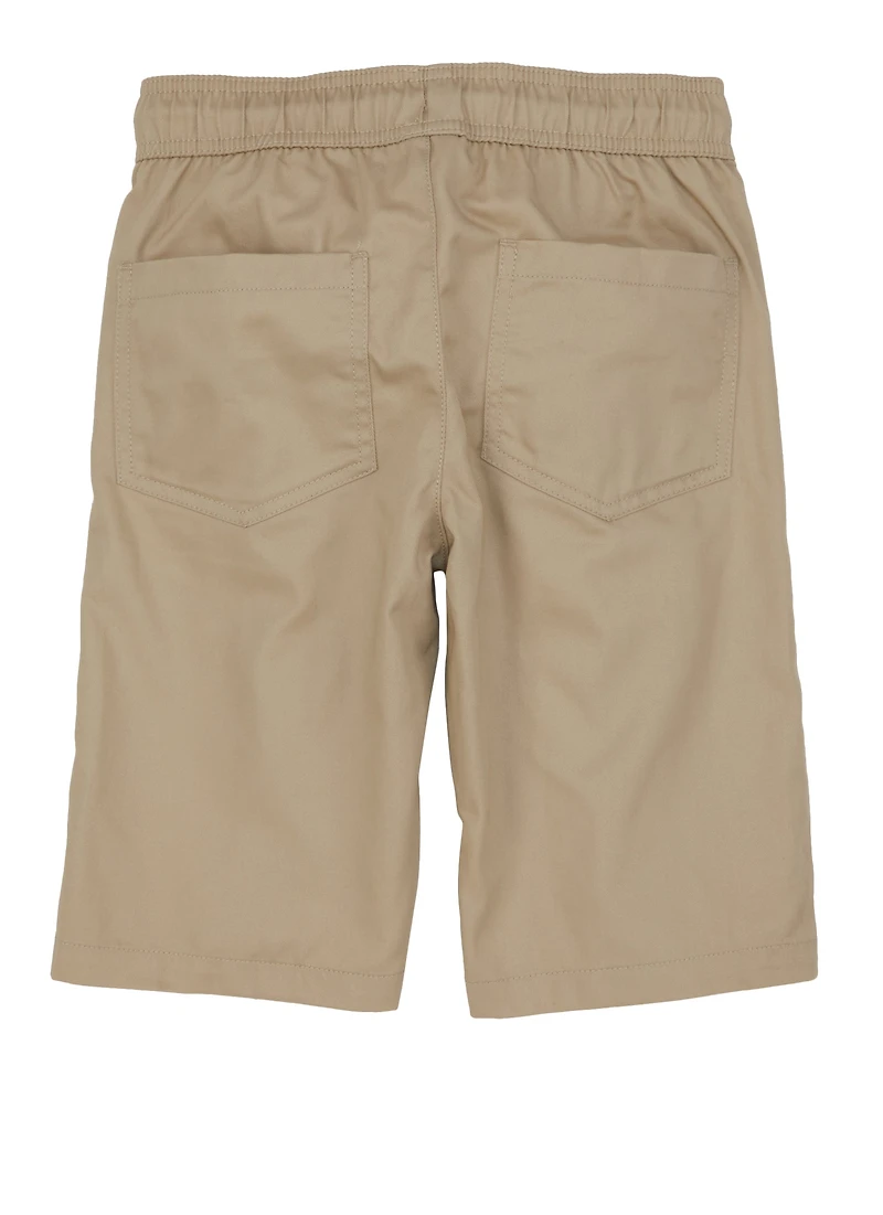 French Toast Boys 8-16 Zip Pocket Pull On Shorts, Khaki, Size 14