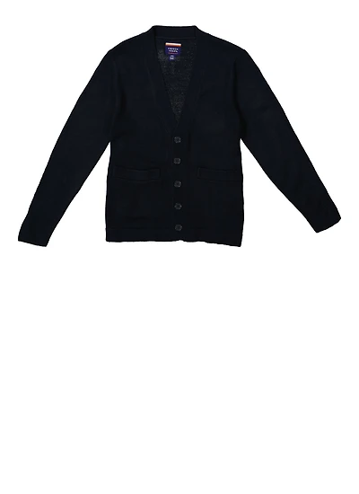 French Toast Boys 8-16 Button Front V Neck Cardigan, Blue, Size 14-16