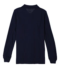 French Toast Boys 16-20 Long Sleeve Pique Polo, Blue, Size 16