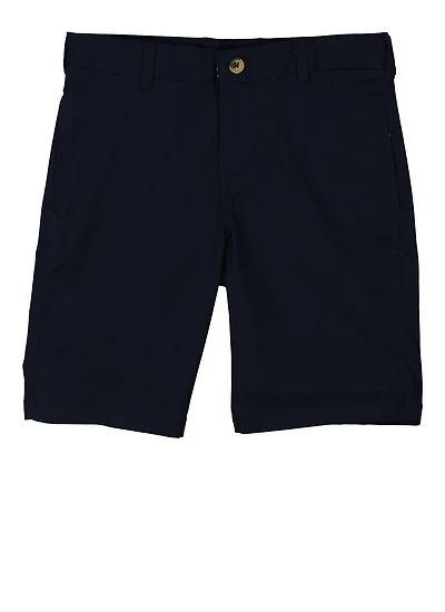 French Toast Boys 10-20 Husky Flat Front Stretch Twill Shorts, Blue, Size 14H