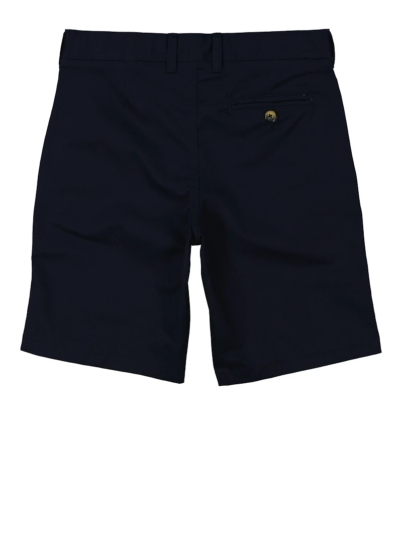 French Toast Boys 10-20 Husky Flat Front Stretch Twill Shorts, Blue, Size 12H