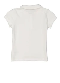French Toast Girls 4-6x Peter Pan Collar Polo, White, Size 6-6X