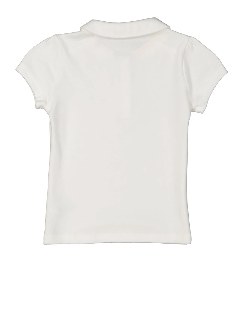 French Toast Girls 4-6x Peter Pan Collar Polo, White, Size 4-5