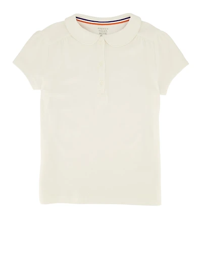 French Toast Girls 7-16 Short Sleeve Peter Pan Collar Polo, White, Size 10-12