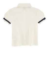 French Toast Girls 4-6x Short Sleeve Ribbon Detail Blouse, White, Size 6