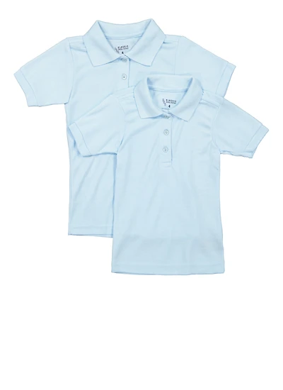 Girls 4-6x 2 Pack Solid Short Sleeve Polo Shirts