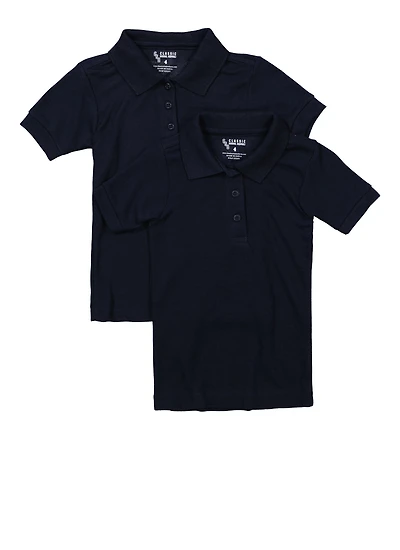 Girls 4-6x 2 Pack Polo Shirts, Blue, Size 5-6