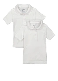 Boys 4-7 2 Pack Basic Short Sleeve Polo Shirts, White,