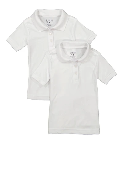 Boys 4-7 2 Pack Basic Short Sleeve Polo Shirts, White, Size 5-6