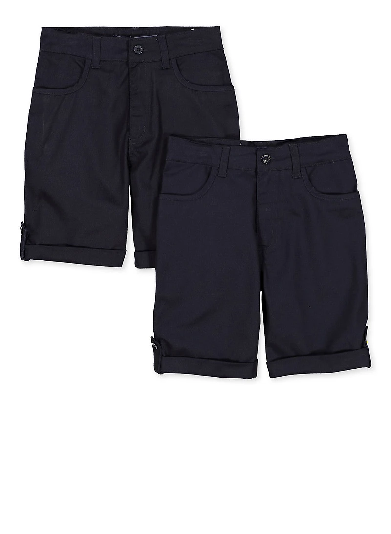 Girls School Uniform 2 Pack Tabbed Shorts Navy Size 7-14, Blue, Size 12