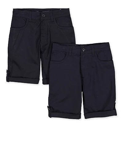 Girls School Uniform 2 Pack Tabbed Shorts Navy 7-14
