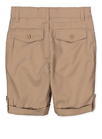 Girls School Uniform 2 Pack Tabbed Shorts Khaki 7-14