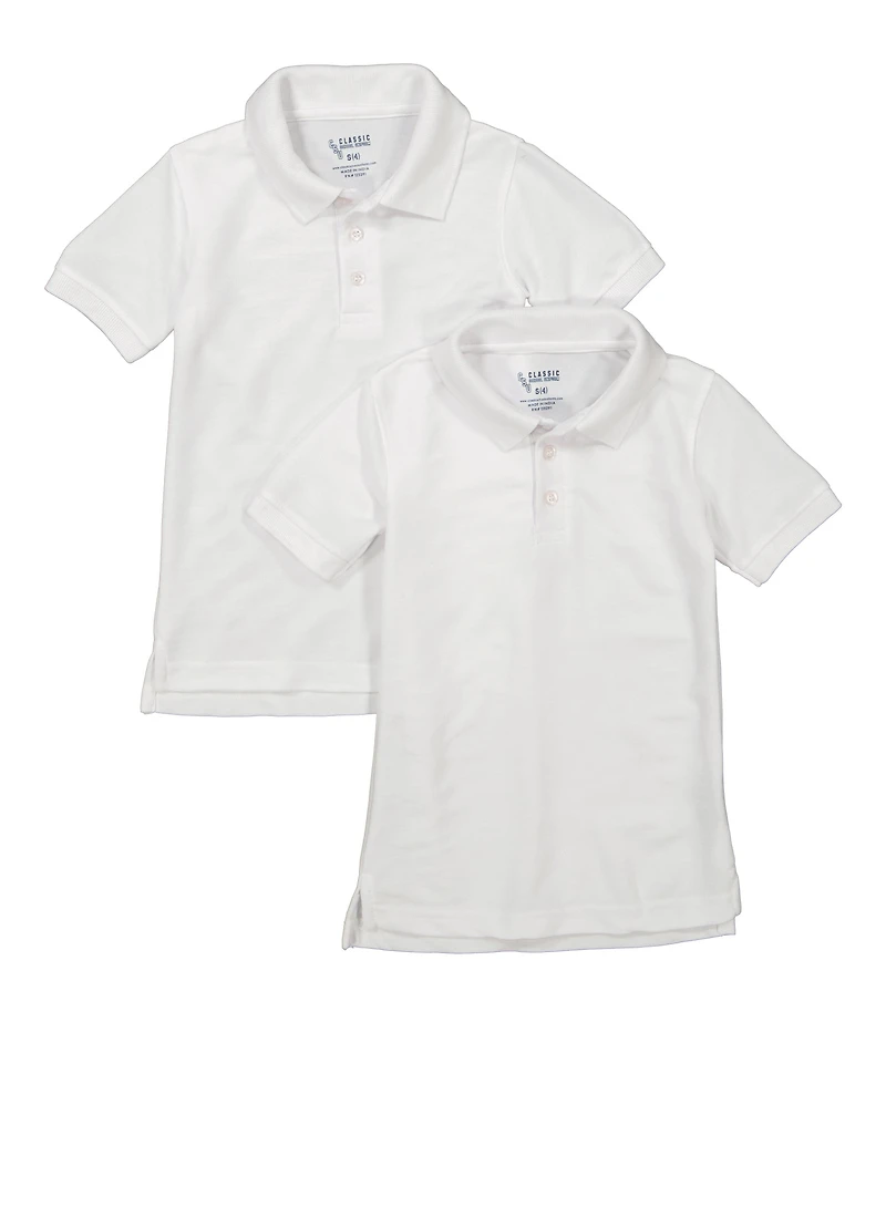 Boys 4-7 2 Pack Polo Shirts, White, Size 5-6