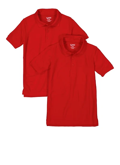 Boys 8-16 2 Pack Short Sleeve Solid Polo Shirts, Red, Size 10-12