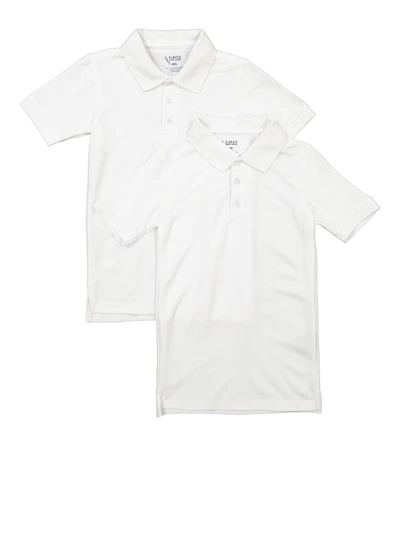 Boys 8-16 2 Pack Short Sleeve Polo Shirts, White, Size 14-16