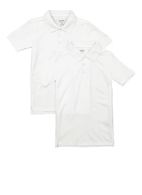 Boys 8-16 2 Pack Short Sleeve Polo Shirts, White, Size 14-16