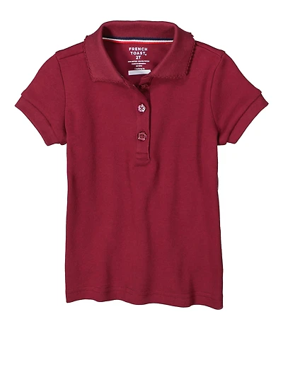 French Toast Girls 2T-4T Short Sleeve Polo, Burgundy, Size 4T