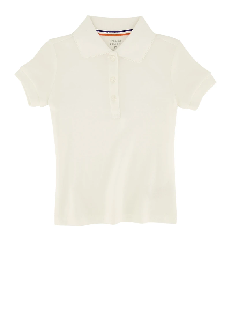 French Toast Girls 2T-4T Basic Polo Shirt, White, Size 3T