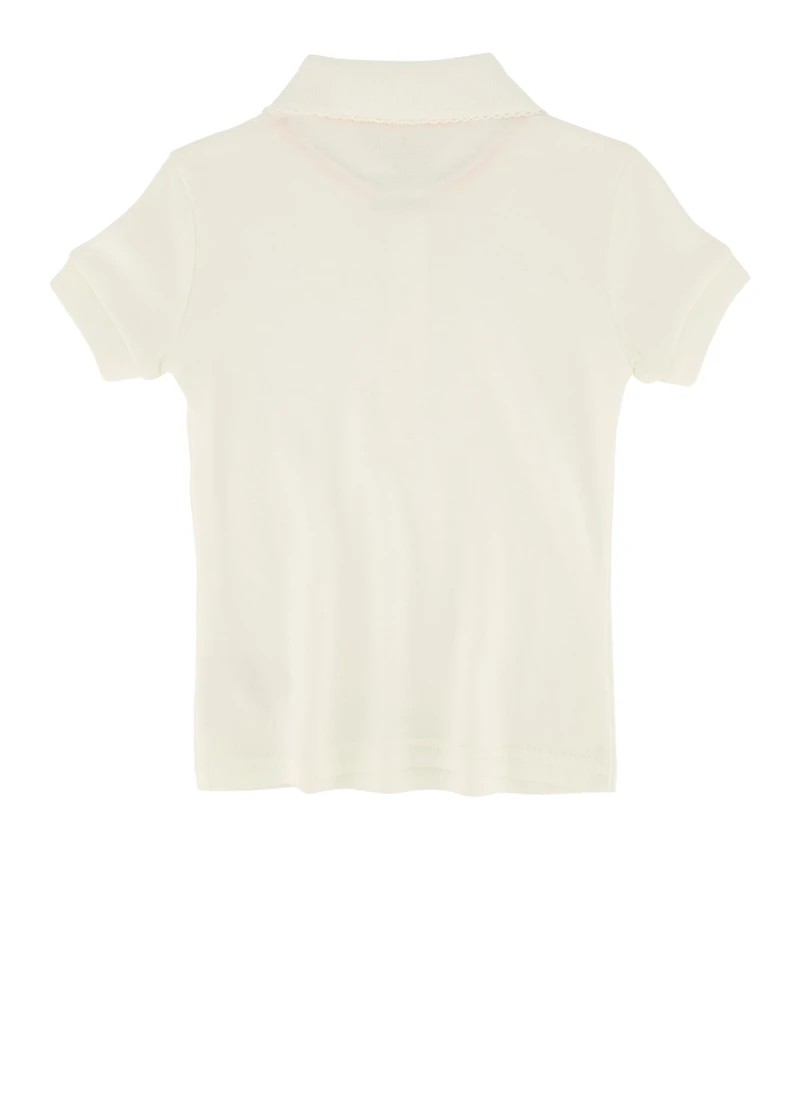 French Toast Girls 2T-4T Basic Polo Shirt, White, Size 3T