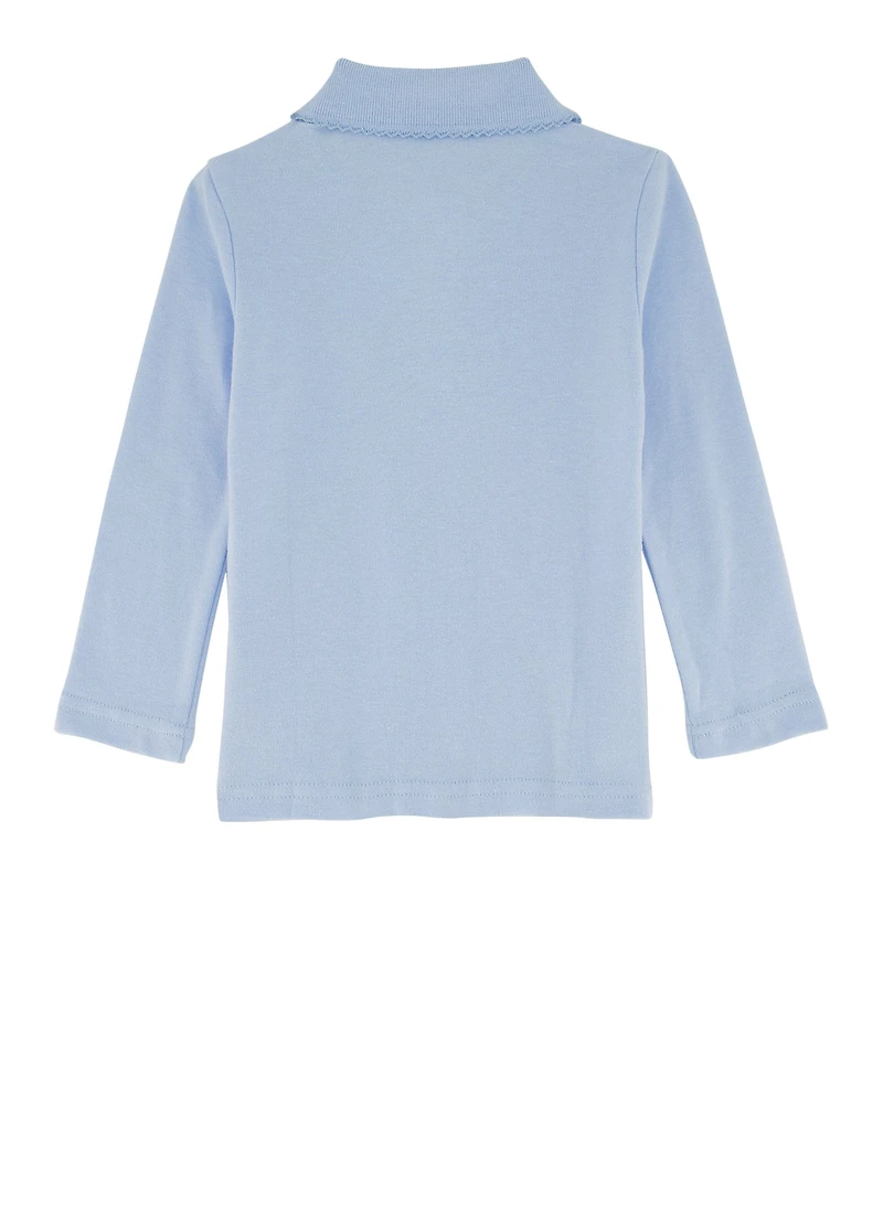 French Toast Girls 2T-4T Solid Long Sleeve Polo Shirt, Blue, Size 2T