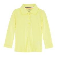 French Toast Girls 2T-4T Long Sleeve Polo Shirt, Yellow, Size 2T