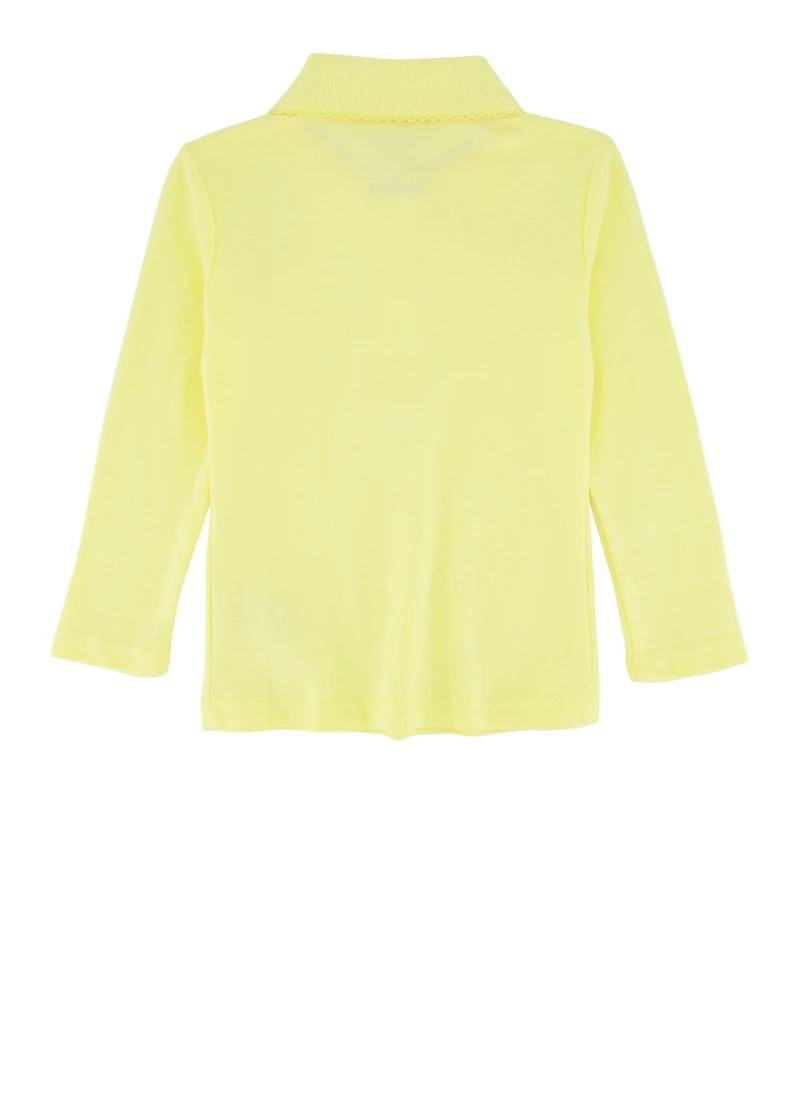 French Toast Girls 2T-4T Long Sleeve Polo Shirt, Yellow, Size 2T