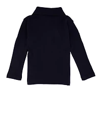 French Toast Girls 2T-4T Picot Collar Long Sleeve Polo Shirt, Blue,