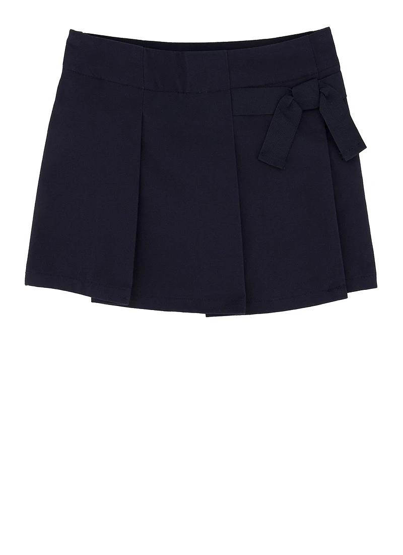 French Toast Girls 2T-4T Pleated Knot Scooter Skirt, Blue, Size 3T