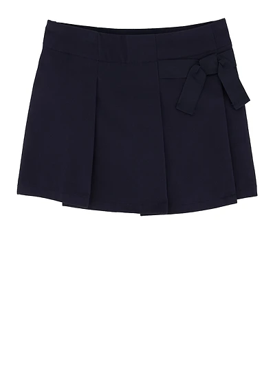 French Toast Girls 2T-4T Pleated Knot Scooter Skirt, Blue, Size 3T