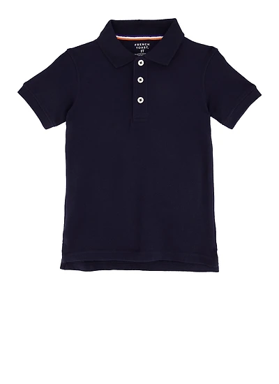 French Toast Boys 2T-4T Short Sleeve Pique Polo, Blue,