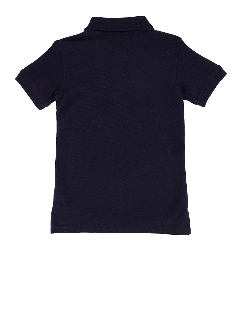 French Toast Boys 2T-4T Short Sleeve Pique Polo, Blue, Size 3T