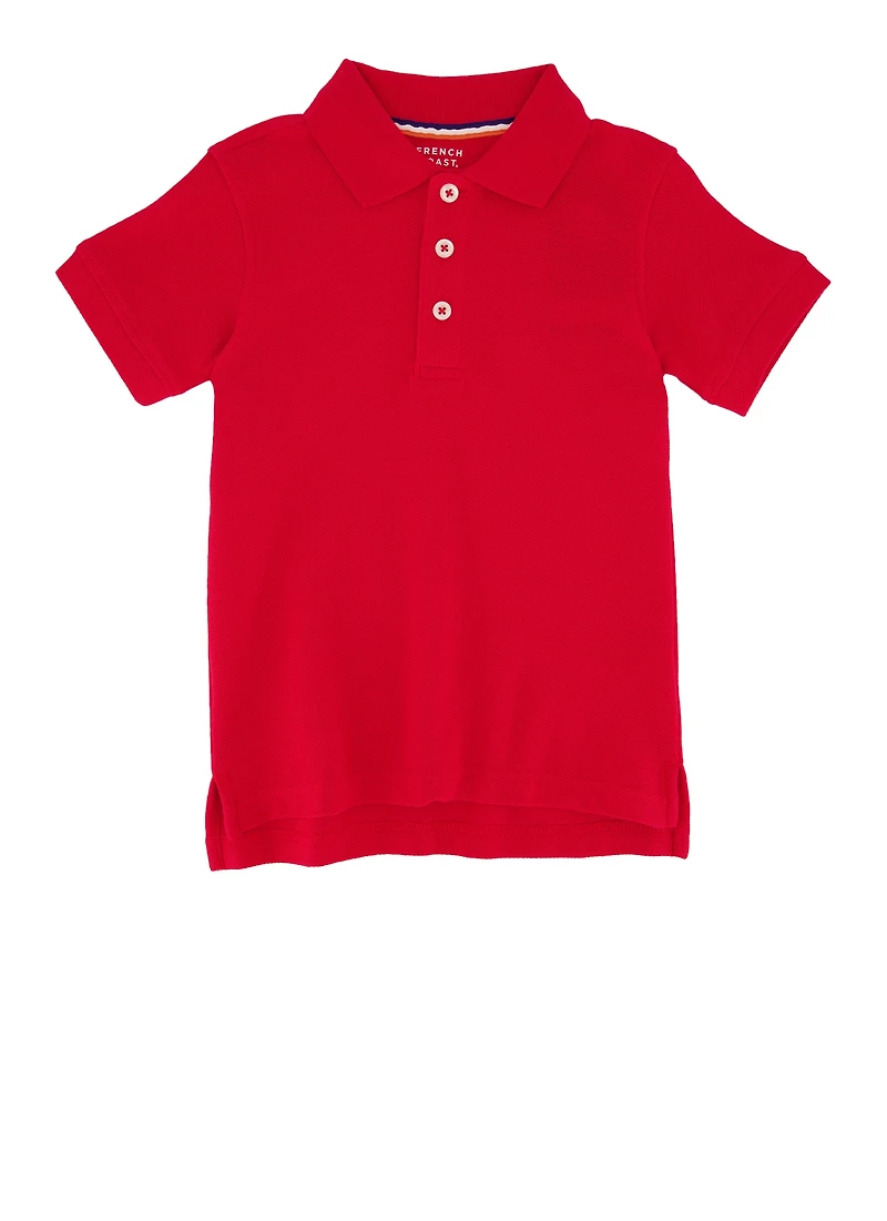 French Toast Boys 2T-4T Short Sleeve Polo, Red,