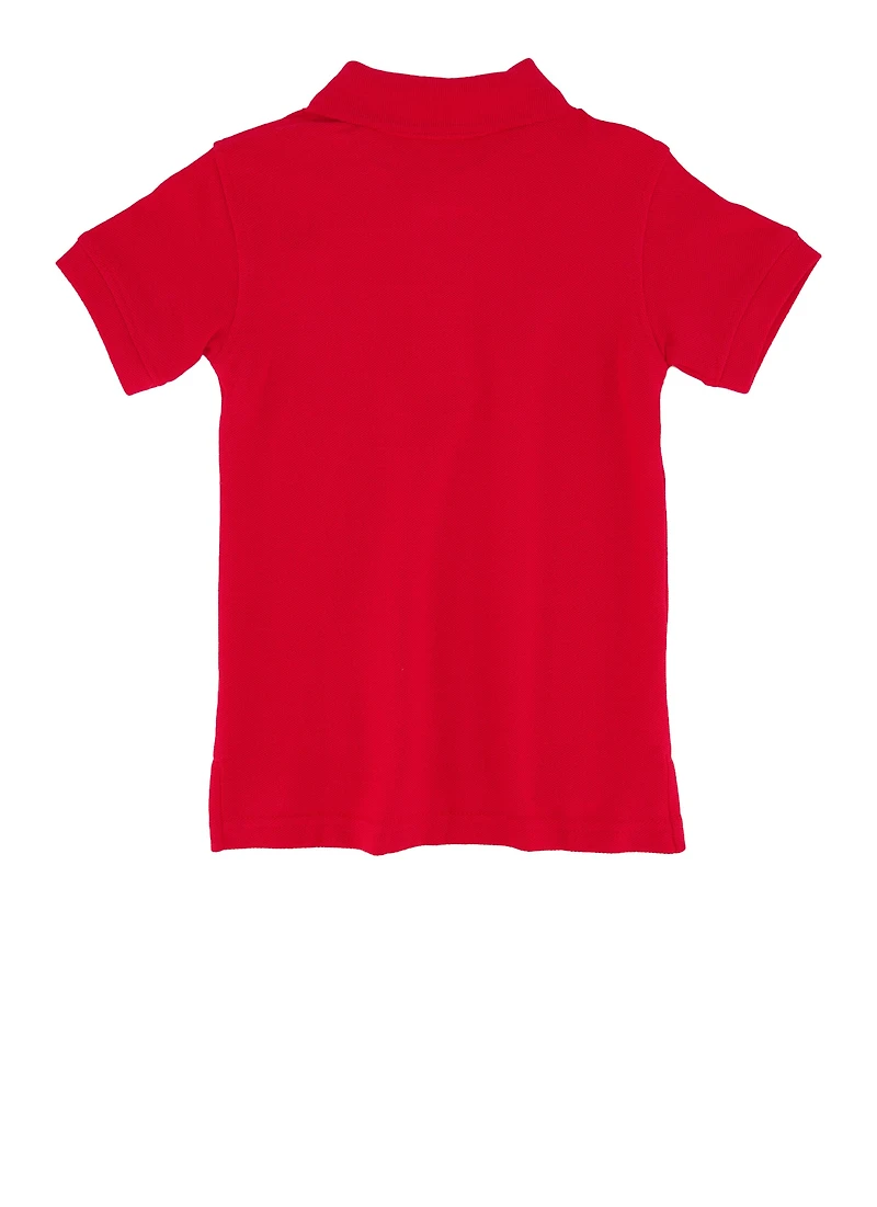 French Toast Boys 2T-4T Short Sleeve Polo, Red, Size 3T