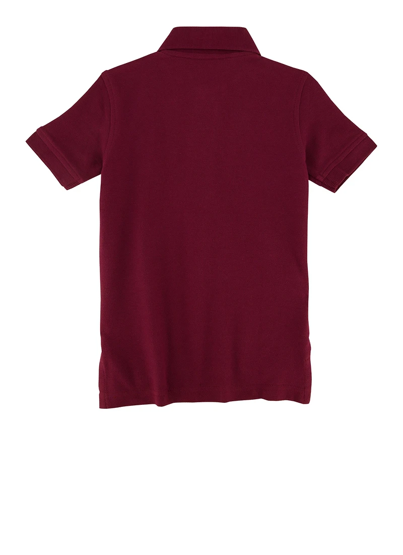French Toast Boys 2T-4T Short Sleeve Polo Shirt, Burgundy, Size 4T