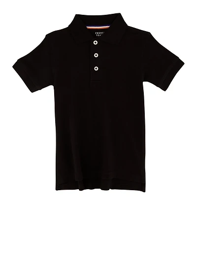 French Toast Boys 2T-4T Solid Short Sleeve Polo Shirt, Black, Size 3T