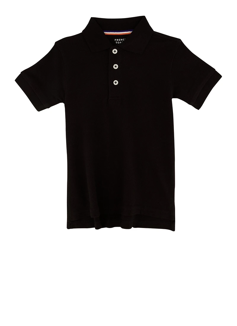 French Toast Boys 2T-4T Solid Short Sleeve Polo Shirt, Black, Size 3T