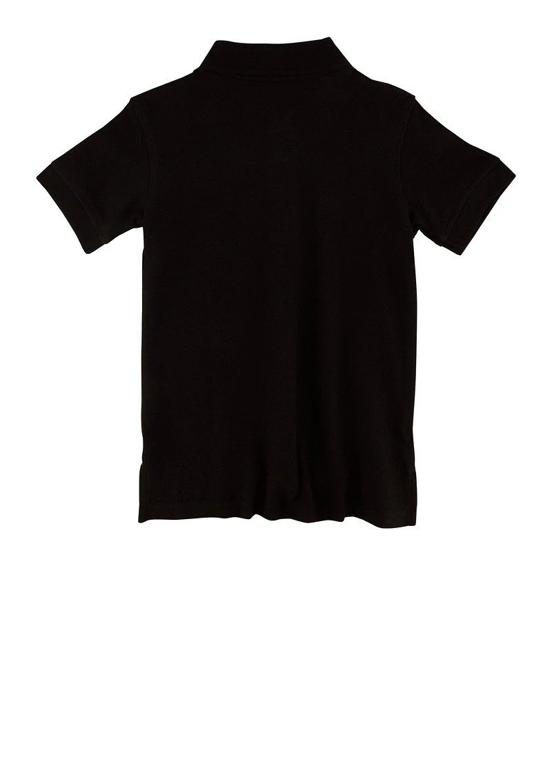 French Toast Boys 2T-4T Solid Short Sleeve Polo Shirt, Black, Size 3T