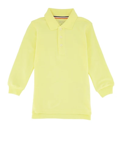 French Toast Boys 2T-4T Basic Long Sleeve Pique Polo, Yellow, Size 3T