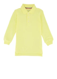 French Toast Boys 2T-4T Basic Long Sleeve Pique Polo, Yellow, Size 4T