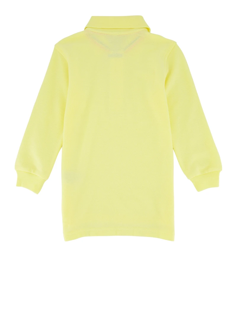 French Toast Boys 2T-4T Basic Long Sleeve Pique Polo, Yellow, Size 4T