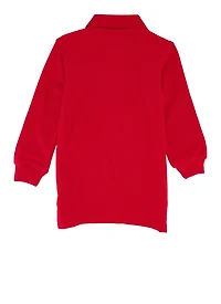French Toast Boys 2T-4T Solid Long Sleeve Pique Polo, Red,
