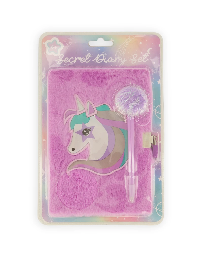 Unicorn Plush Secret Diary Set, Purple
