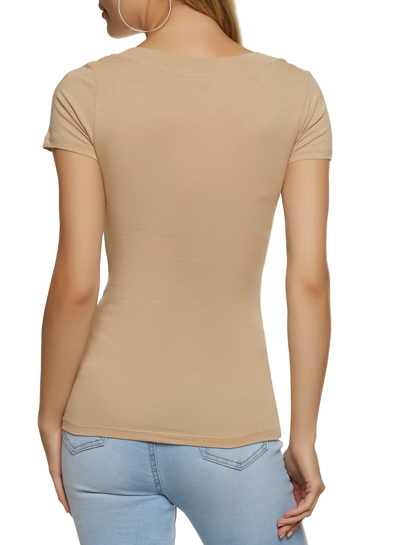 Womens Basic V Neck Short Sleeve Tee,
