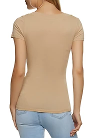 Womens Basic V Neck Short Sleeve Tee,