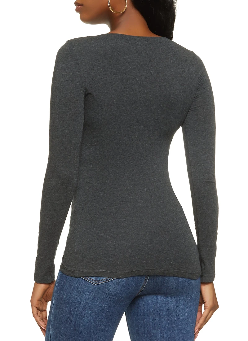 Basic V Neck Long Sleeve Top
