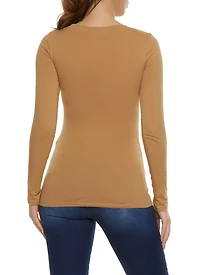 Womens Basic V Neck Long Sleeve Top,